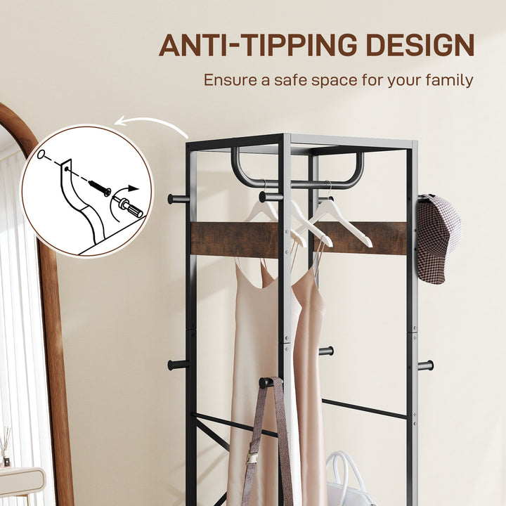 Multi-Storage Clothes Rack - Brown/Black