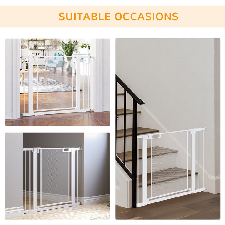 Pet Safety Gate, for Doorways, Staircases, Hallways, with Extensions Kit, 75-103cm - White