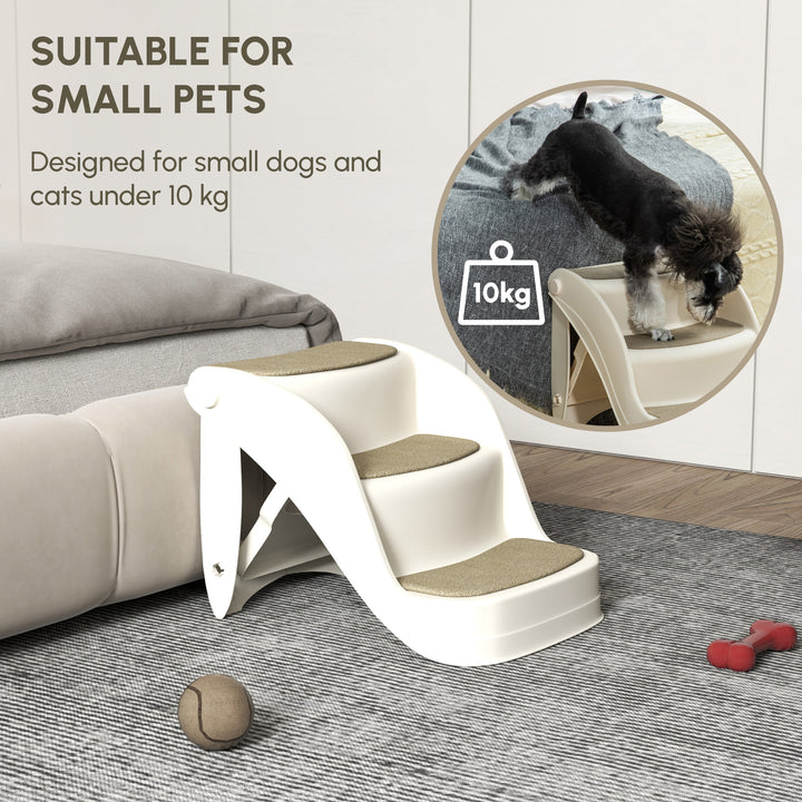 Foldable Pet Stairs Portable Dog Steps 3-Step Design with Non-slip Mats for High Beds, Sofas, 49 x 38 x 38 cm, Cream
