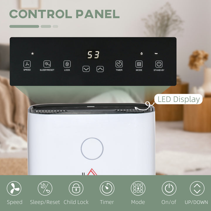 16L/Day Portable Dehumidifier for Home, with LED Screen, Sleep Mode, 24H Timer, Electric Air Dehumidifier for Damp Laundry Bedroom Basement