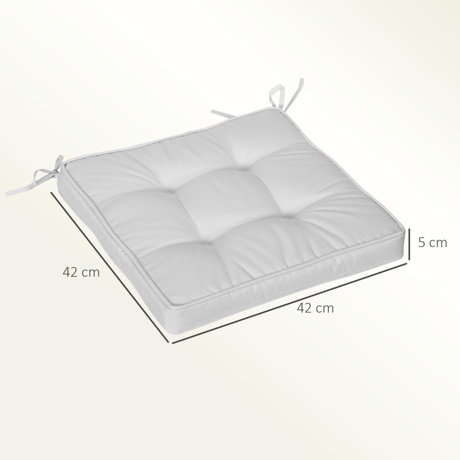 Set of 4 Garden Seat Cushion with Ties, 42 x 42cm Replacement Dining C