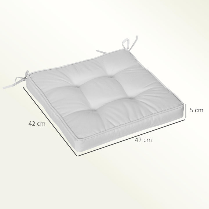 Set of 4 Garden Seat Cushion with Ties, 42 x 42cm Replacement Dining C