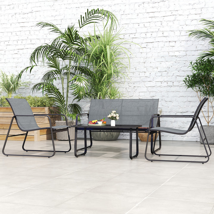 Four-Piece Minimalistic Garden Sofa Set - Light Grey