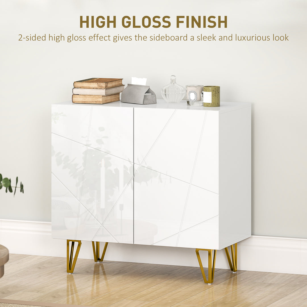 Modern Luxe High Gloss Sideboard, with Hairpin Legs - White