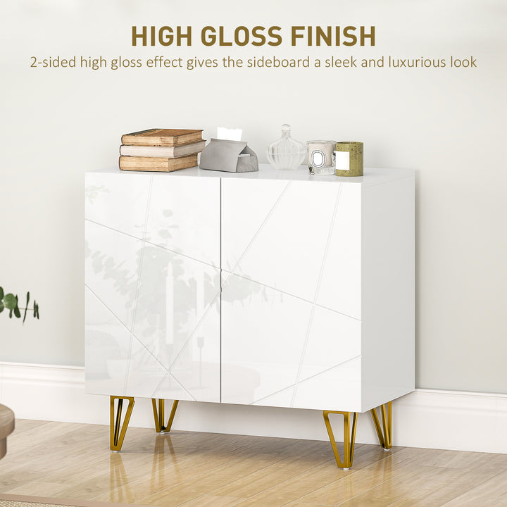 Modern Luxe High Gloss Sideboard, with Hairpin Legs - White