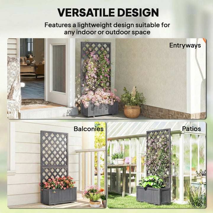 Wood Planter with Trellis for Climbing Plants, Raised Bed, Planter Box