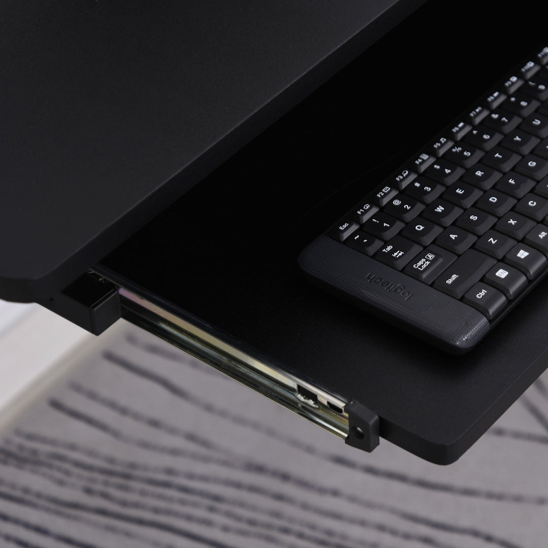 MCL L-Shaped Corner Desk, Gaming Desk with CPU Rack, Keyboard Tray, Space-Saving Computer Desk with Steel Frame for Home Office,165 x 145 x 86.5cm, Black