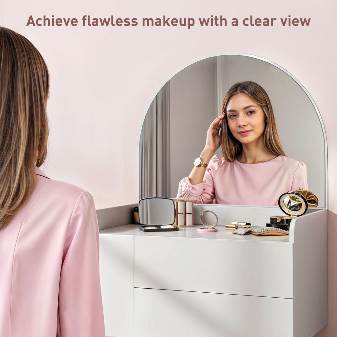 Three Drawer Compact Dressing Table - White