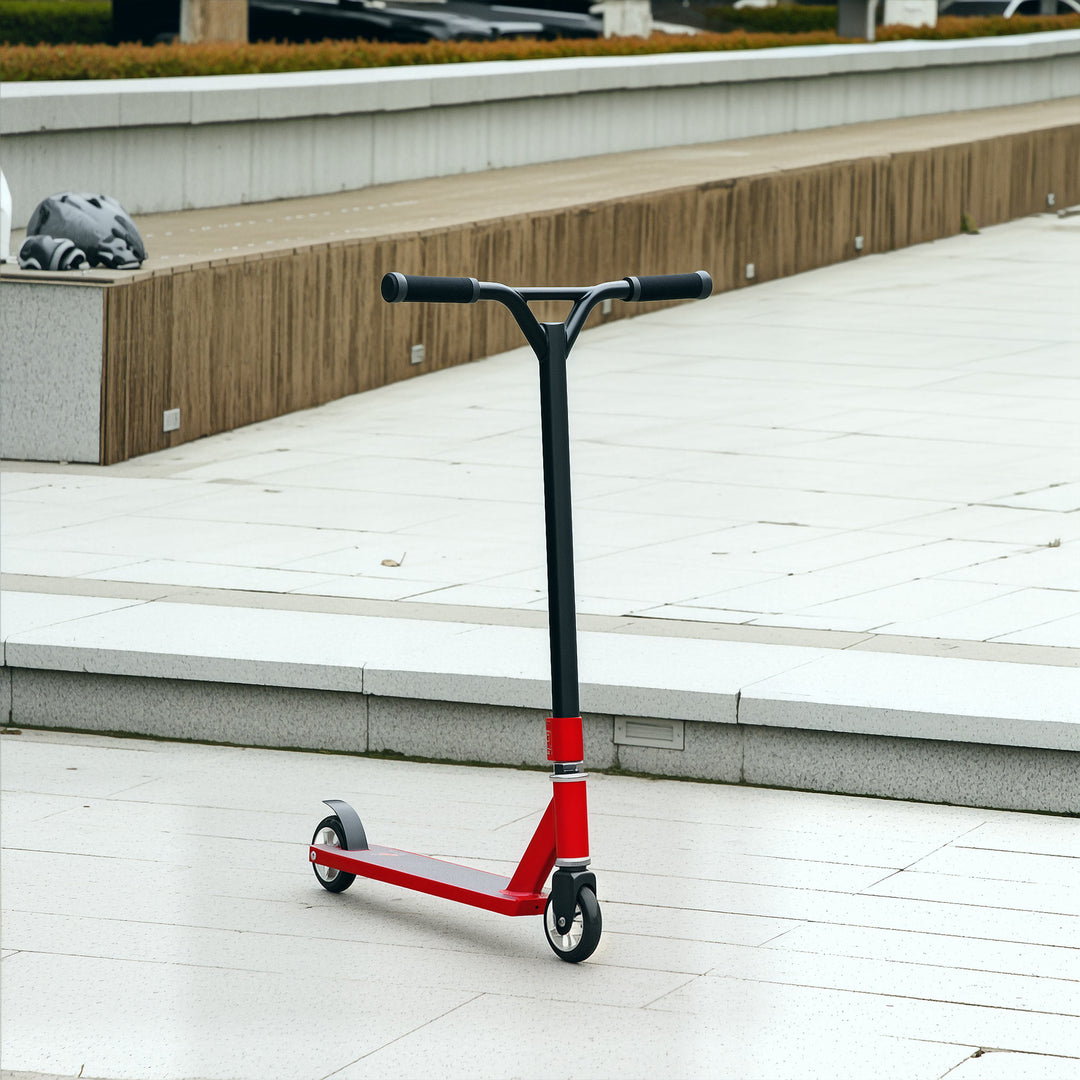 Stunt Scooter, 360° Entry Level Tricks Scooter w/ Lightweight Aluminium Deck and ABEC 7 Bearing, For Age 14+ Beginners, Red