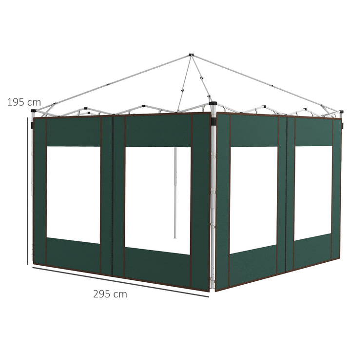 Outsunny Gazebo Side Panels, Replacement Set with Doors and Windows, for 3x3(m) or 3x6m Pop Up Gazebo, Green