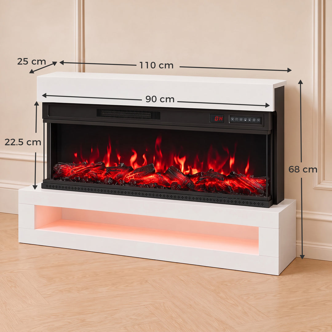 3-Sided Electric Fireplace, Freestanding/Wall Mounted Electric Fire - view 3