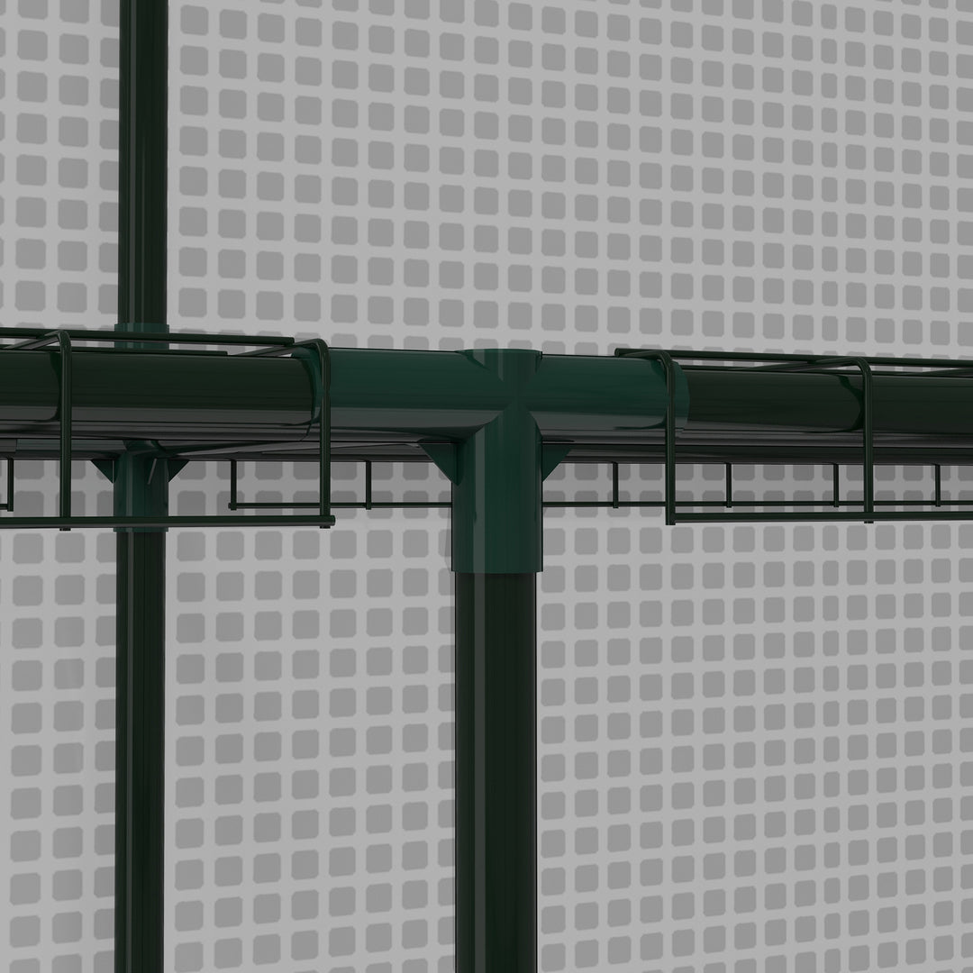 Walk-in Greenhouse with 3 Tier 12 Shelves, Small Greenhouse with Reinforced PE Cover, Garden Plant Growhouse with Roll-up Door and Three Mesh Windows, 140 x 213 x 190 cm, White