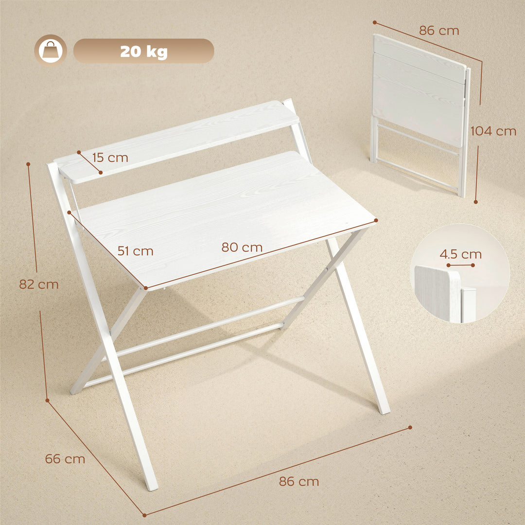 Compact Folding Desk for Small Spaces with Storage Shelf for Home Offi
