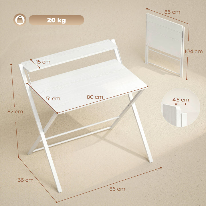 Compact Folding Desk for Small Spaces with Storage Shelf for Home Offi