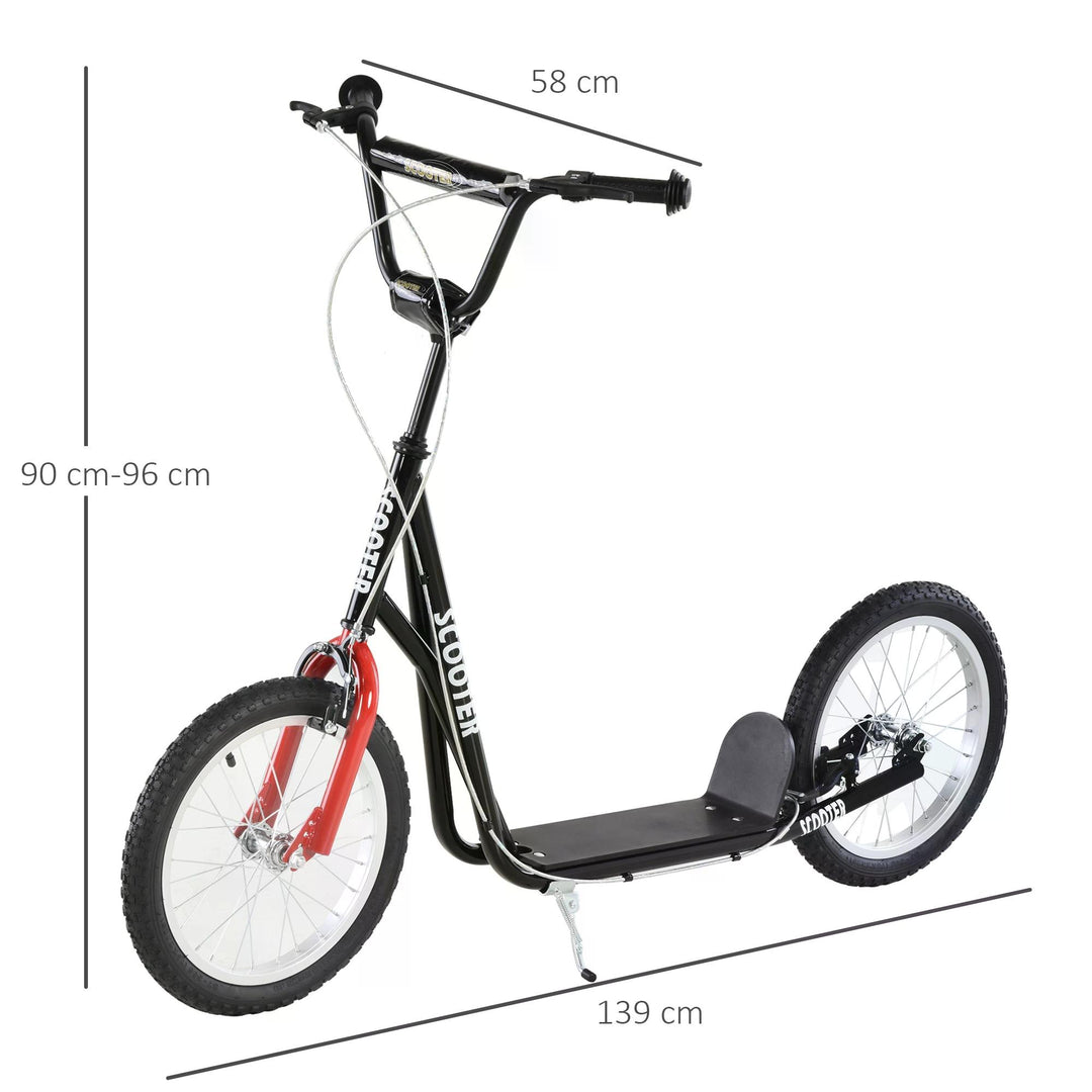 HOMCOM Kids Scooter with Height-Adjustable Handlebar, Non-Slip Deck, and Dual Brakes, for Children 5+ Years, Black