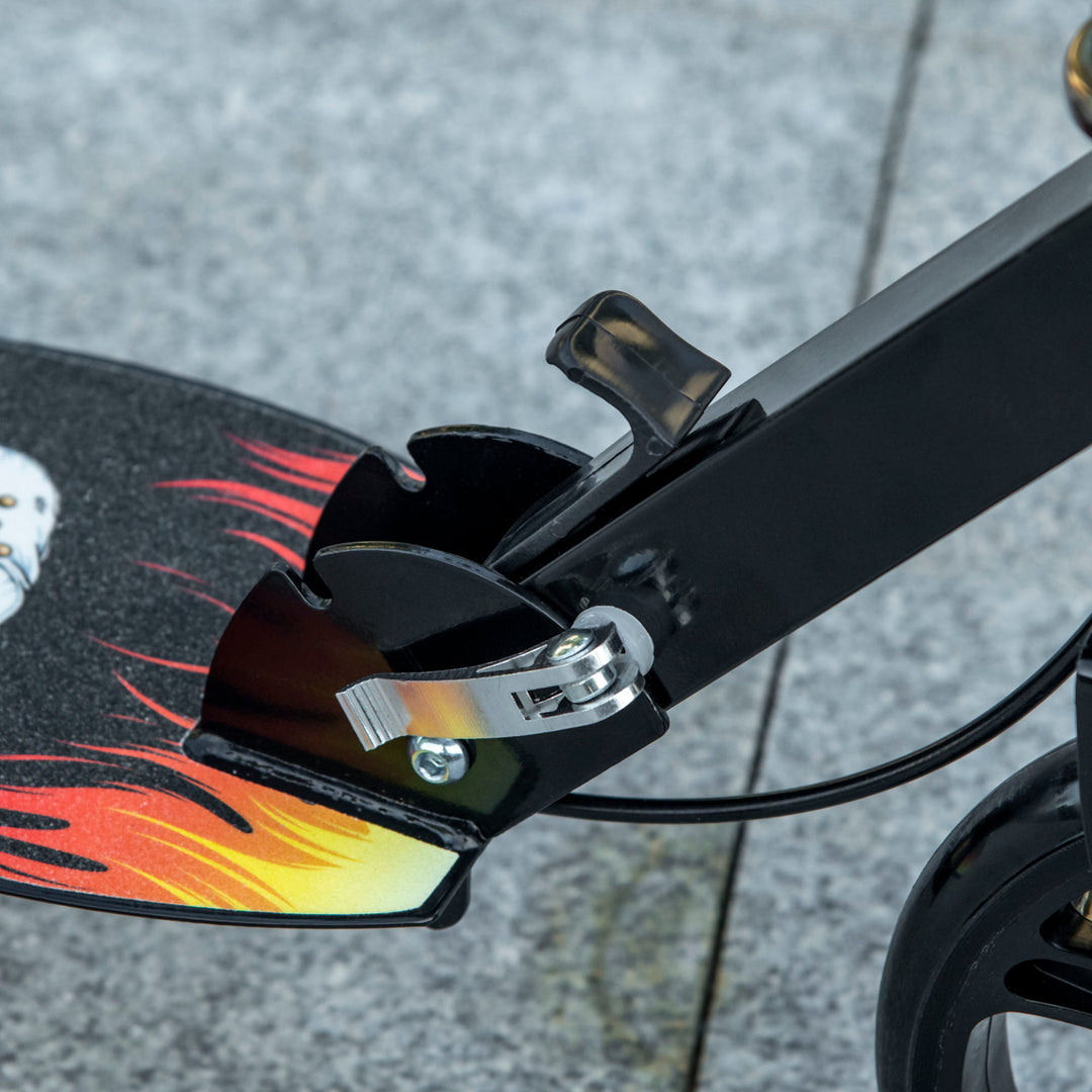 Kids Foldable Kick Scooter w/ Adjustable Height, Break, Big Wheels, for Ages 7-14 Years - Black