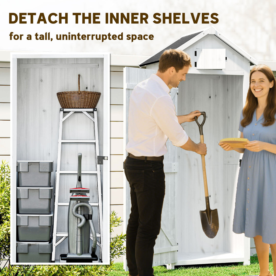 Small Shed, Tall Slim Wooden Garden Shed with 3 Removable Shelves and 