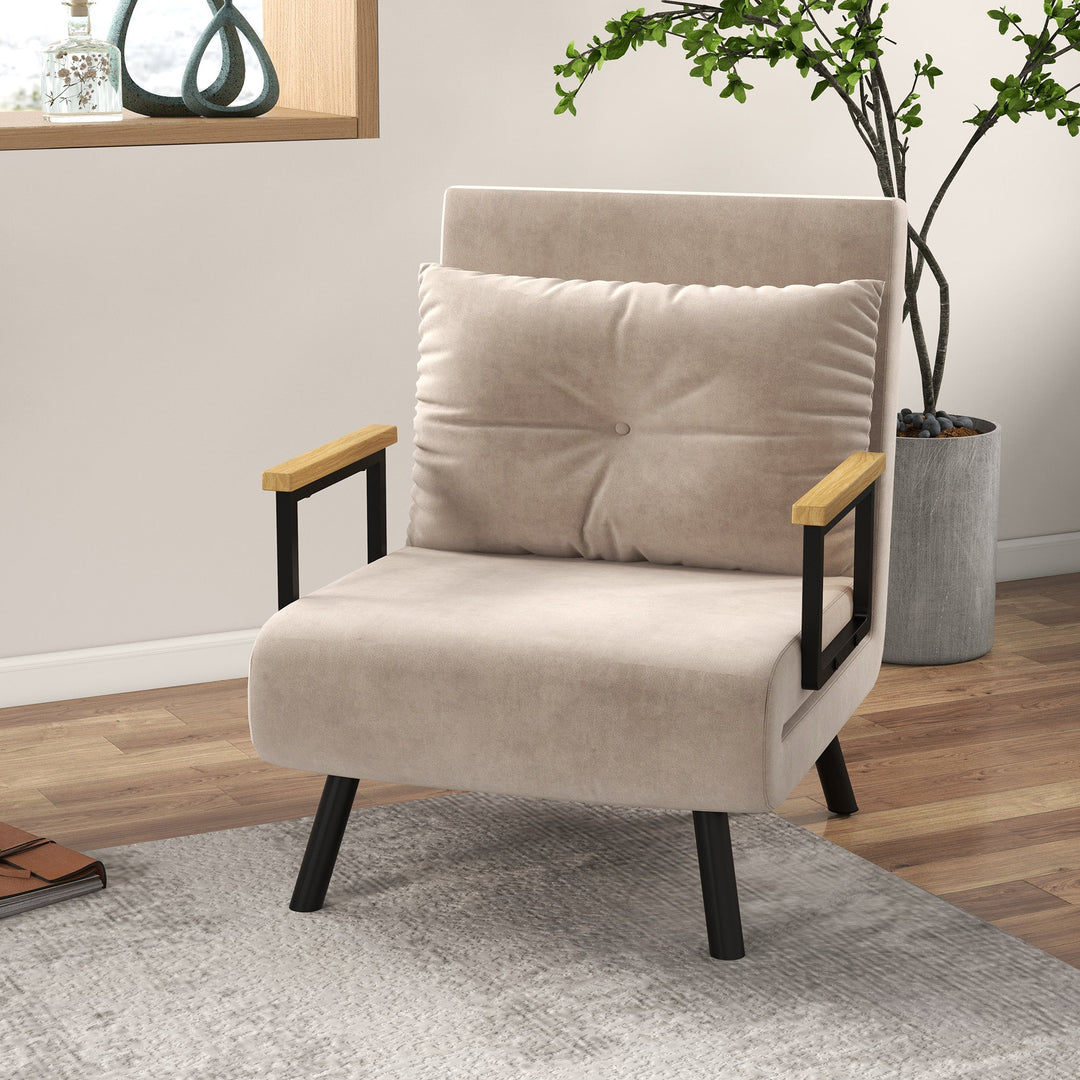 4-in-1 Velvet-Feel Single Chair Bed, with Pillow