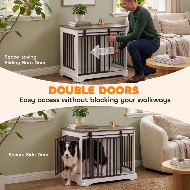 80 cm Dog Crate Furniture with Sliding Barn Door for Medium Dogs - view 5