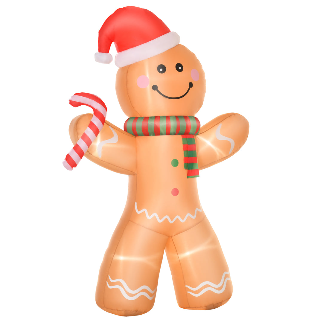 MCL 8ft Christmas Inflatable Gingerbread Man, Lighted Blow Up Yard Decor Indoor Outdoor Garden Lawn Party Prop