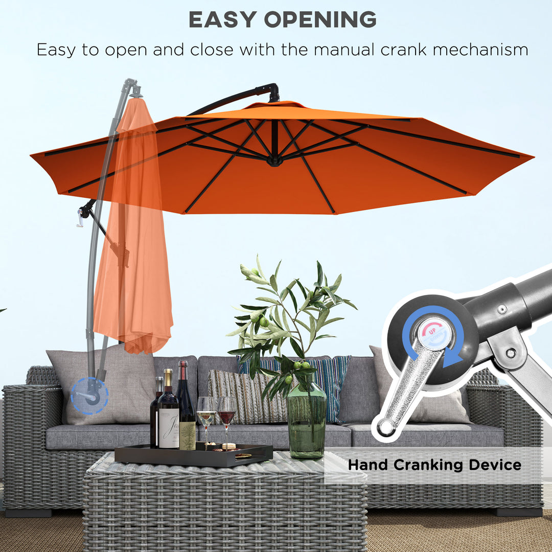 3(m) Overhanging Parasol, with Base - Orange