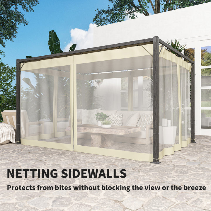 3 x 4m Aluminium Frame Pergola, with Retractable Roof - Khaki