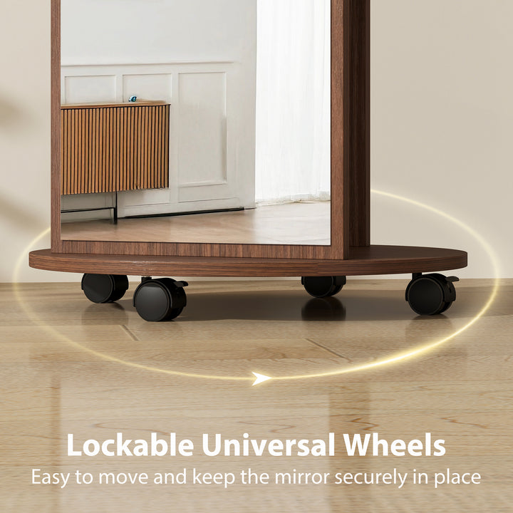 2-in-1 Full Length Mirror with Storage Shelves, Floor Mirror with 4 Wh