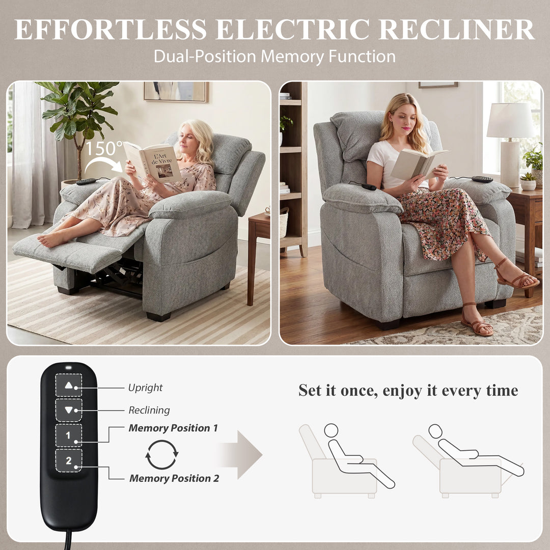 Power Recliner Armchair with Massage and Heat, Electric Reclining Chai