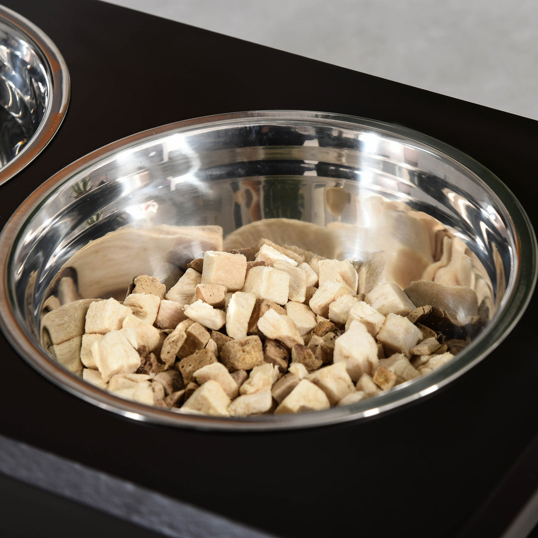 MCL Raised Dog Feeding Bowls with Stand, Stainless Steel for Medium Dog, 58L x 31W x 25H cm - Brown