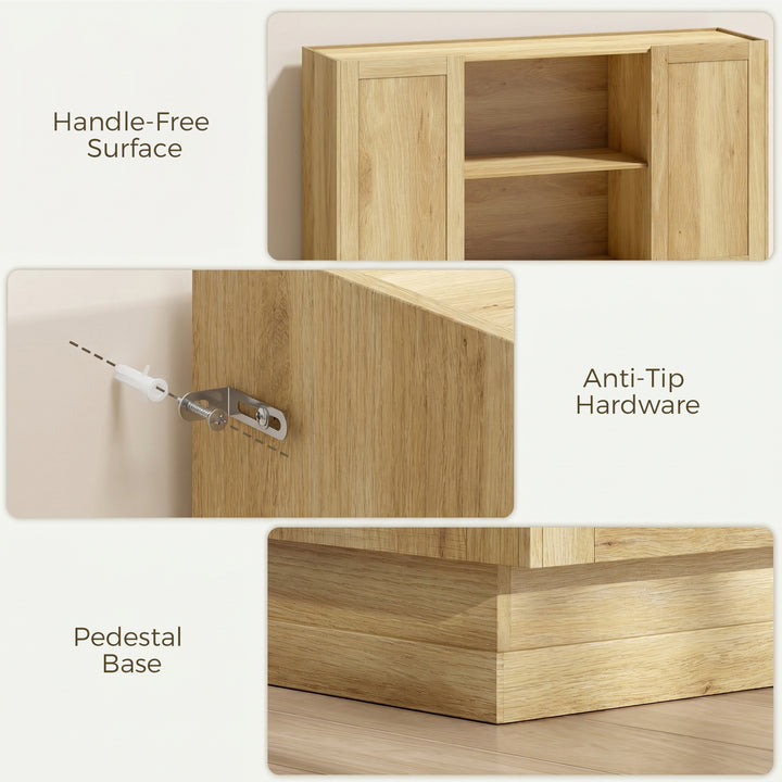 Sideboard Buffet Cabinet, 133 cm Storage Cabinet with 2 Open Shelves, 