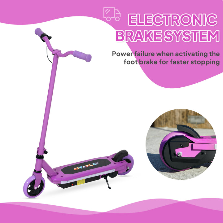 Electric Scooter for Ages 6-14, with Colourful Light and Electric Brake, Electric Scooter E Scooter, Up to 10 KM/H & 8 KM, Purple