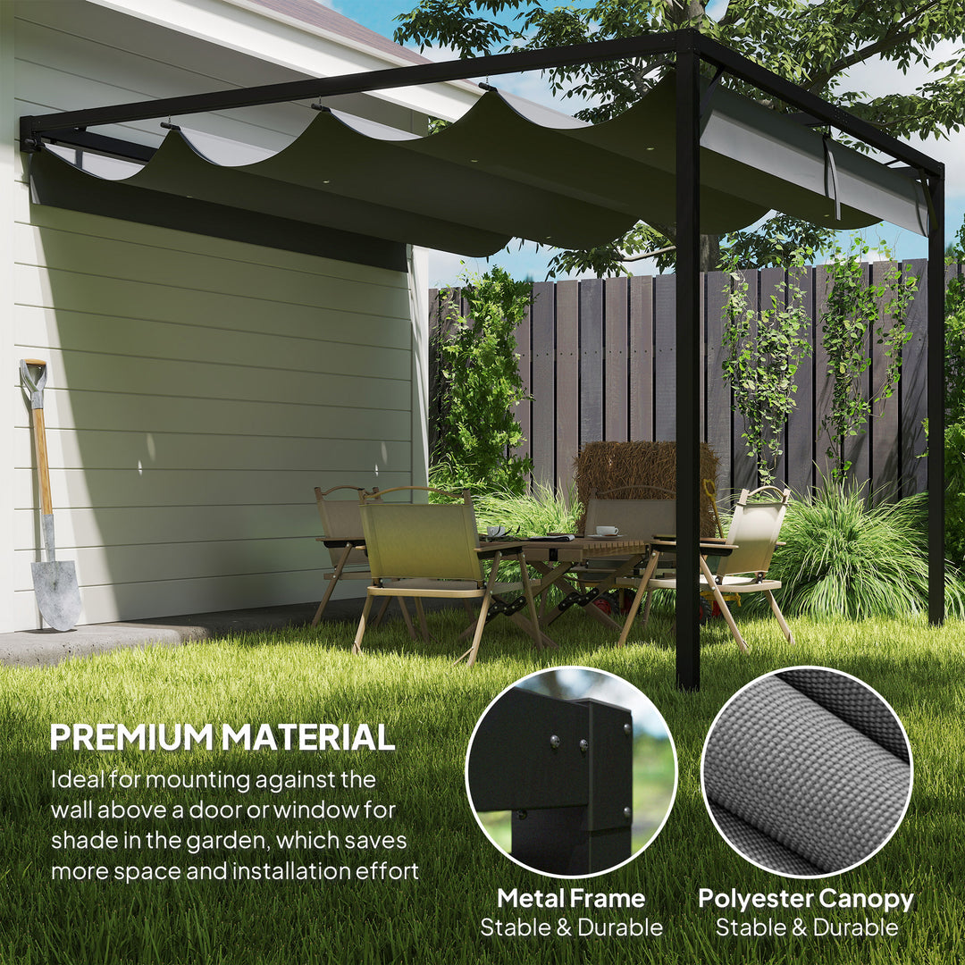 3 x 3 m Pergola, with Sliding Canopy - Grey