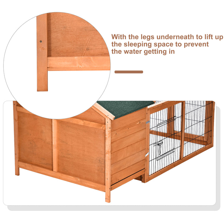 Wooden Guinea Pigs Hutches Detachable Rabbit Cage Pet House with Openable Run & Roof Slide-out Tray