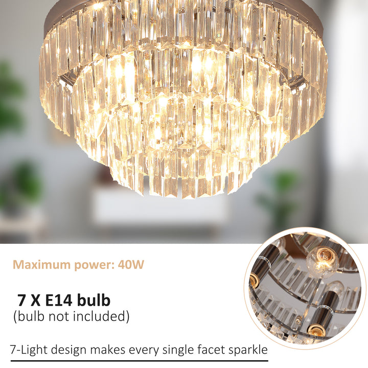 HOMCOM Crystal Ceiling Lamp K9 Crystal to Catch the Light, Compatible with E14 bulbs (max power is 40 W) | Aosom UK