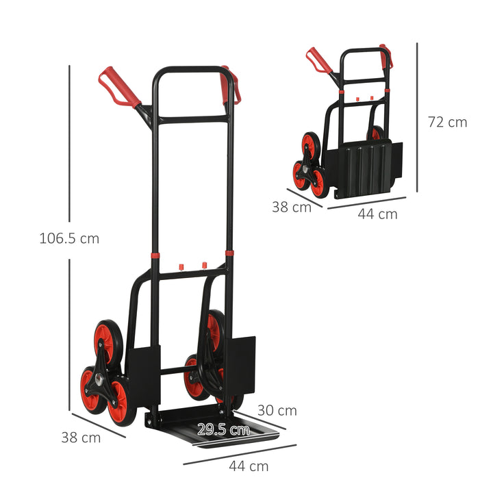 MCL Stair Climbing Hand Truck, Heavy Duty Foldable Trolley on Wheels, Multi-Purpose Sack, Steel Truck Moving Trolley, 120kg, Red