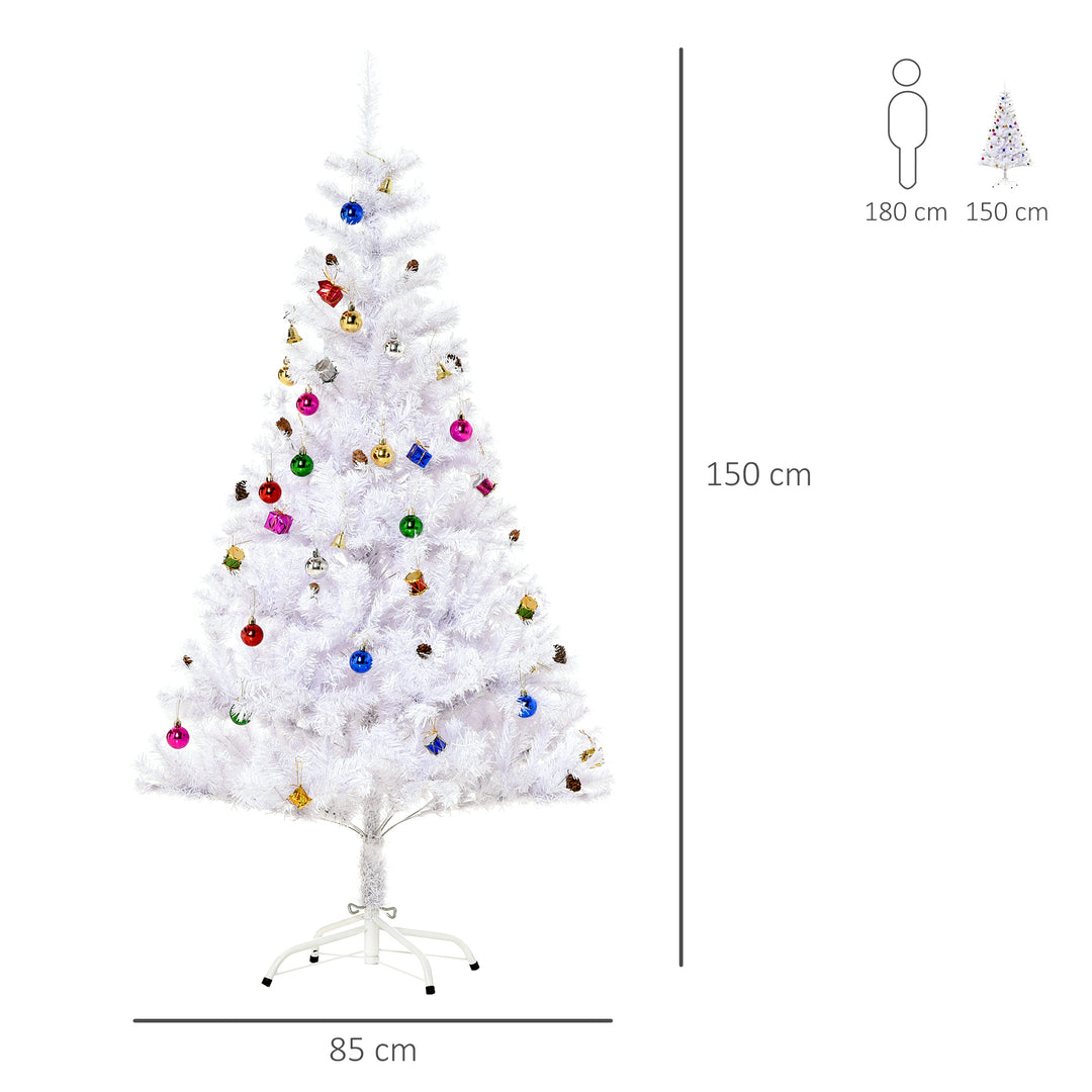 5ft Snow Artificial Christmas Tree w/ Metal Stand Decorations Home Seasonal Elegant Faux White