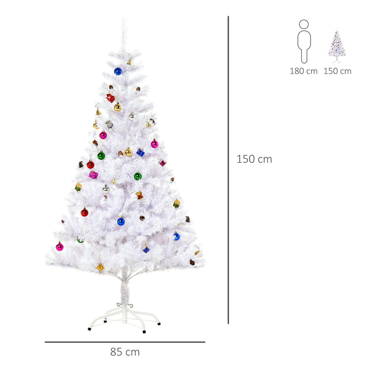 5ft Snow Artificial Christmas Tree w/ Metal Stand Decorations Home Seasonal Elegant Faux White