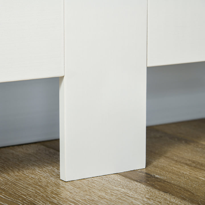 Slatted Radiator Cover Painted Cabinet MDF Lined Grill in White (172L x 19W x 81H cm)