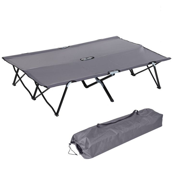 Double Camping Cot Bed, with Bag - Grey
