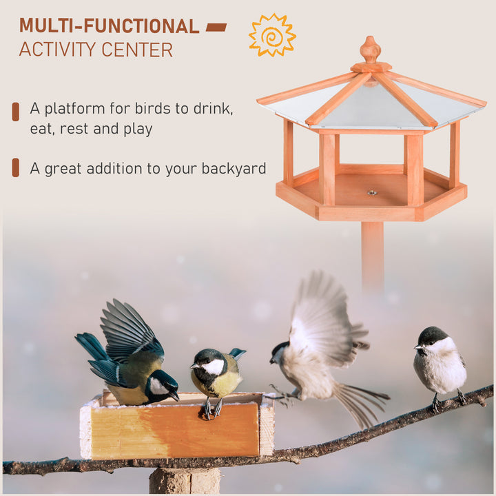 MCL Wooden Bird Table Free Standing Feeder Garden Sheltered Feeding Station Parrot Stand Birdhouse 40x113cm