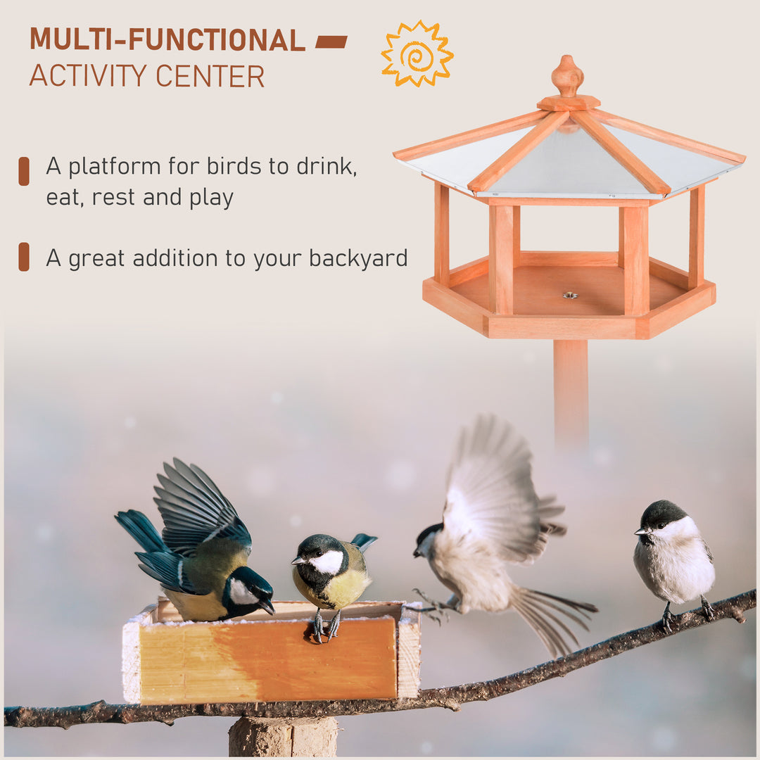 Wooden Bird Table Free Standing Feeder Garden Sheltered Feeding Station Parrot Stand Birdhouse Φ40x113cm