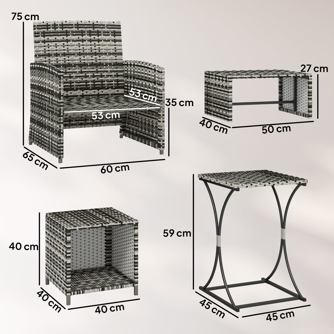 6 Piece Rattan Garden Furniture, Space-Saving Patio Furniture Set with