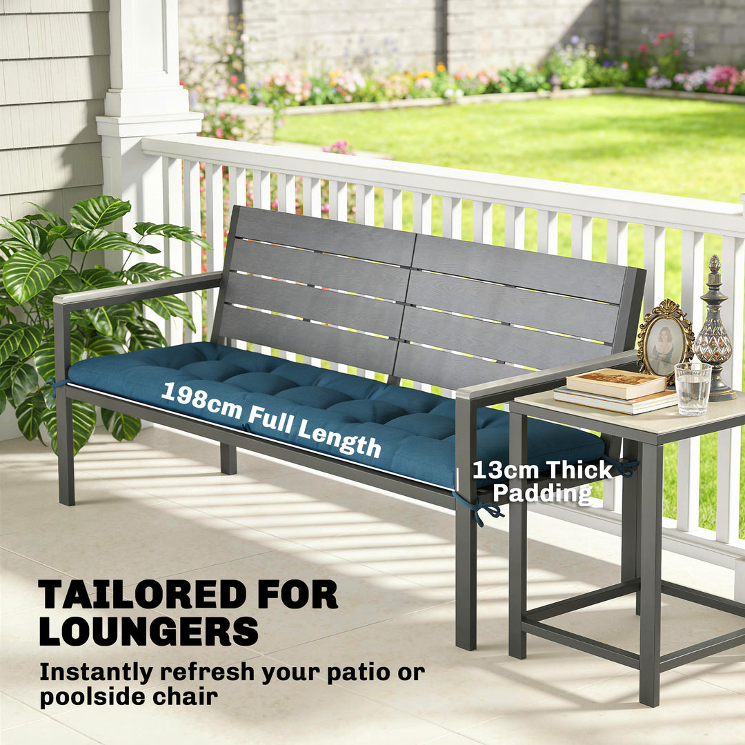 Sun Lounger Cushion, Memory Foam Patio Chair Cushion with Ties, Outdoo