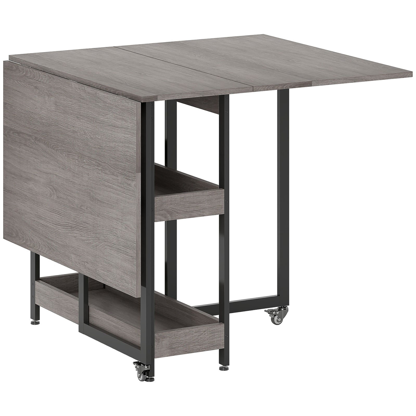 Four-Person Drop Leaf Table - Grey Wood-Effect