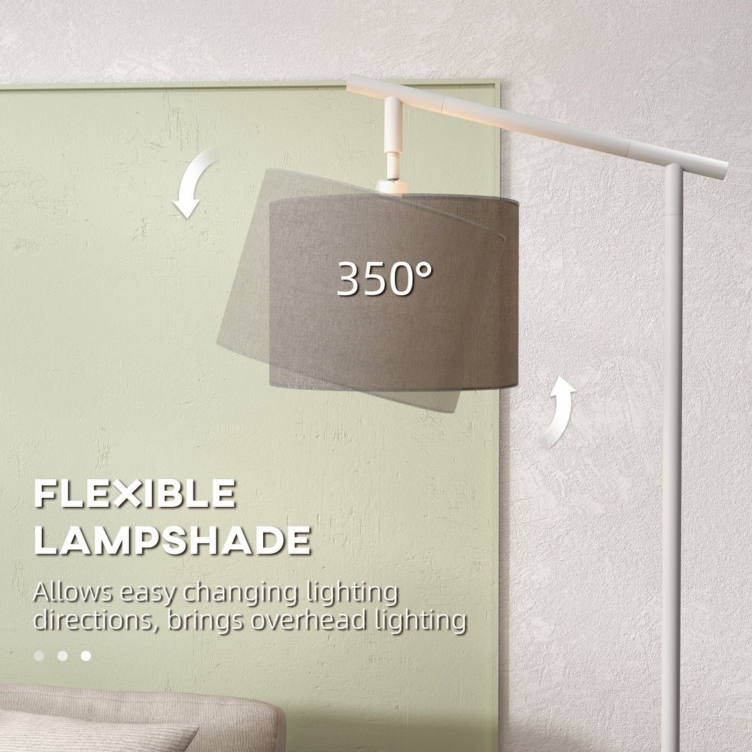 Metal Frame Floor Lamp with 350 Degree Rotating Lampshade, for Living Room and Bedroom, LED Bulb Included, Grey