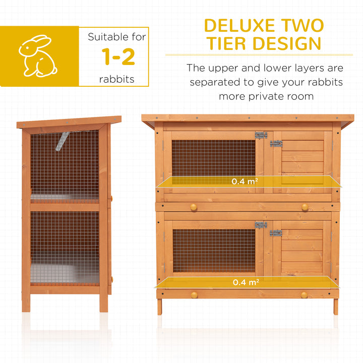 Rabbit Hutch Outdoor Guinea Pig Hutch Wooden Duck House Pet Cage with Opening Roof, 90 x 45 x 90cm
