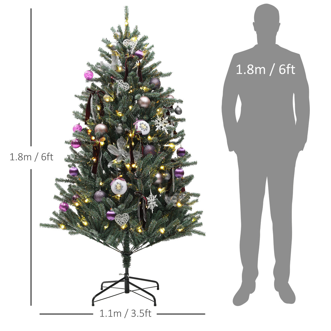 6ft Artificial Christmas Tree, with Purple Decorations and Lights