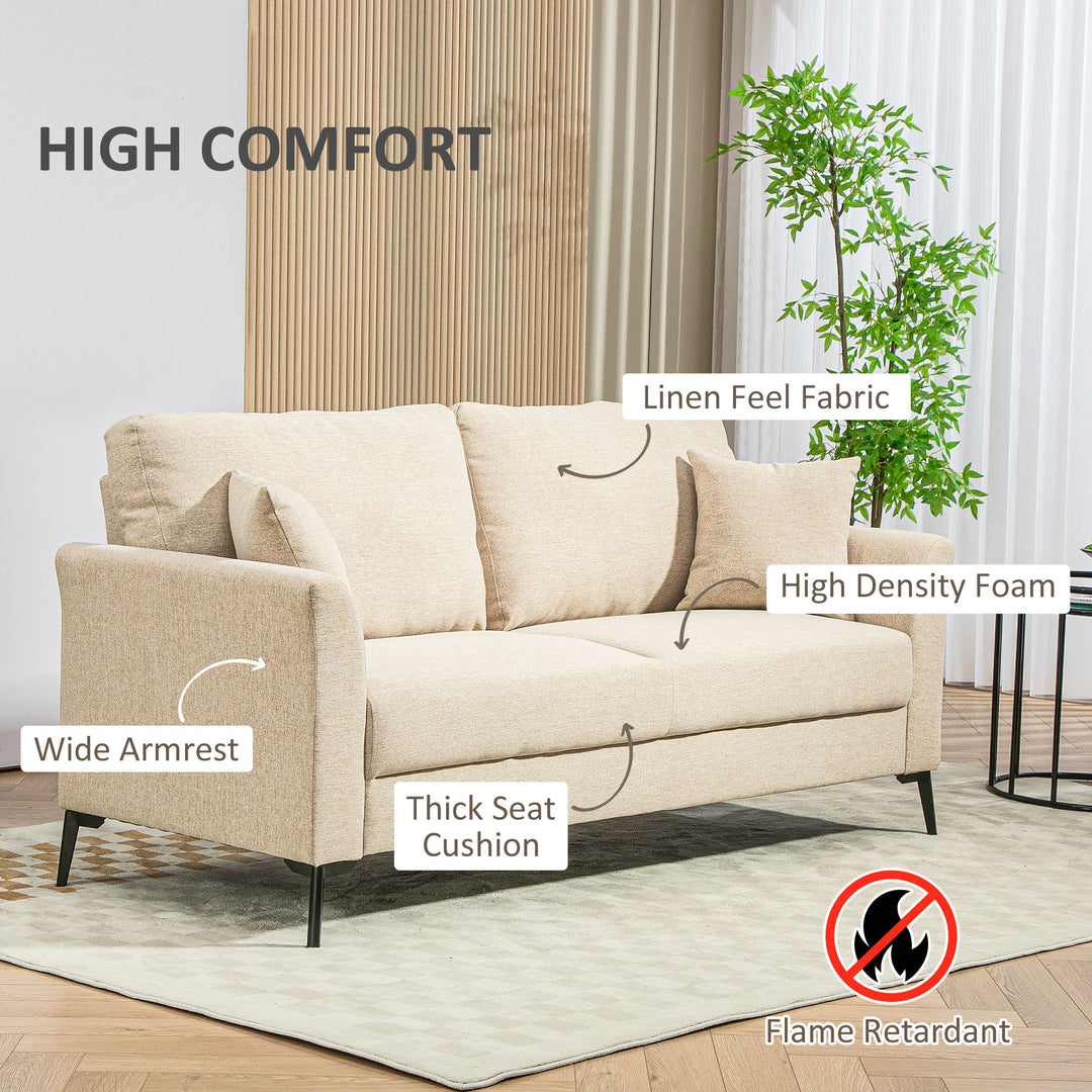 Three-Seater Linen-Look Sofa - Beige
