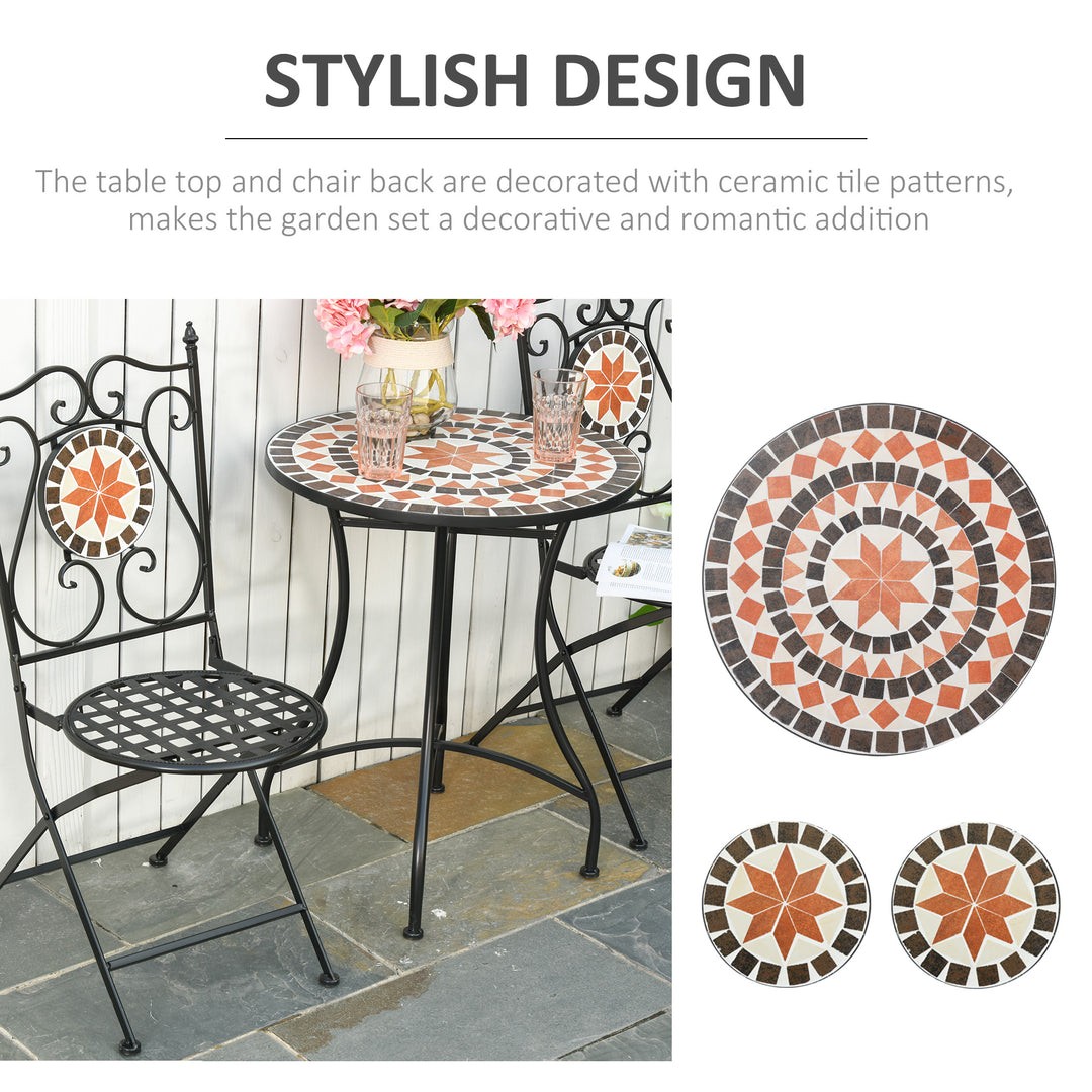 Three-Piece Mosaic Bistro Table Set - Multicoloured