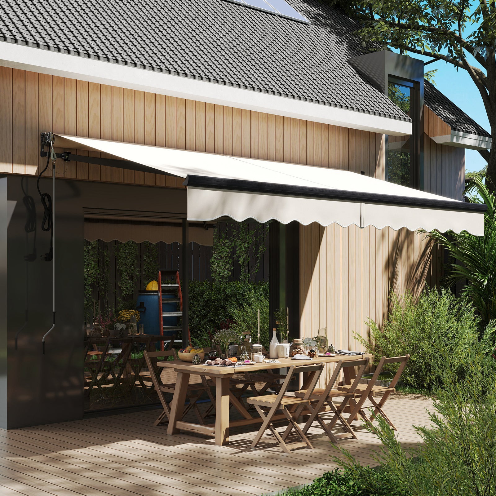 3.5 x 3m Electric/Manual Awning, with Remote - Beige